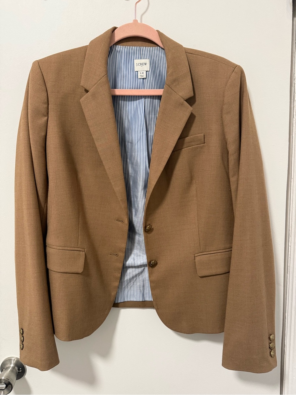 J. Crew Tan Wool-Blend Blazer